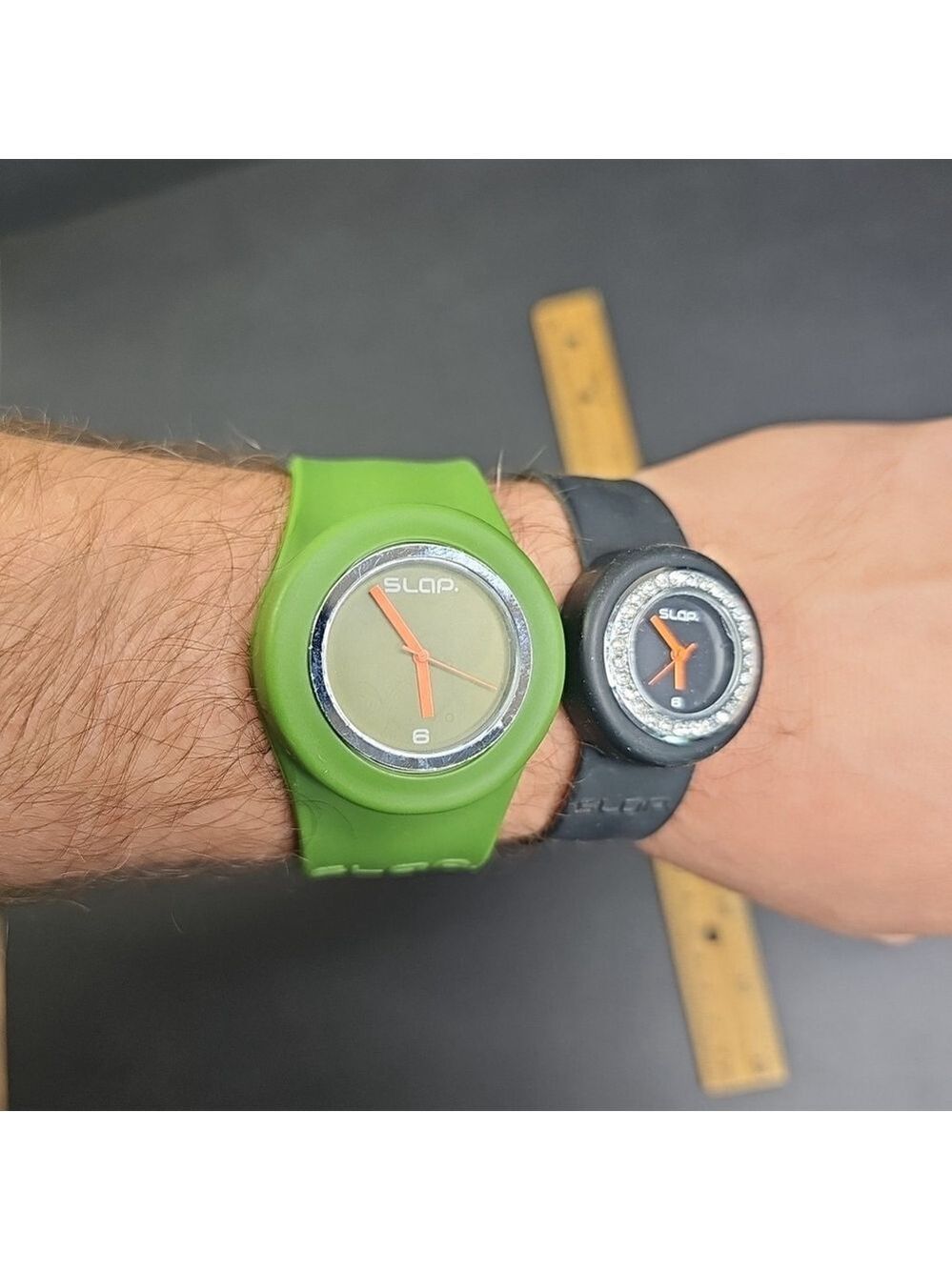 SLAP His Hers Pair Of Watches New Batteries Black Green Includes Both Watches